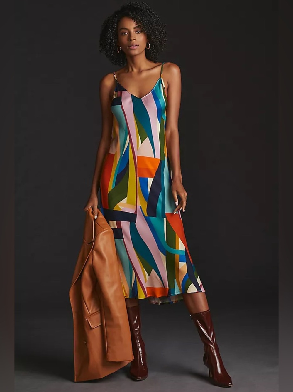 👉🏼LIKE NEW👈🏼 Anthropologie Multicolor Abstract Print Slip Dress by Velvet Sz:SM